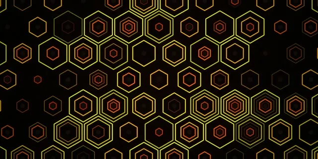 2:1 Univisium | Neon Hexagon Grid 60fps Screensaver VJ Loop
