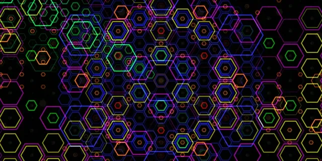 2:1 Univisium | Neon hexagon mesh 60fps screensaver motion graphics