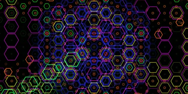2:1 Univisium | Neon hexagon network 60fps screensaver broadcast loop