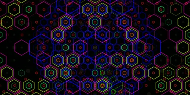 2:1 Univisium | Neon Hexagon Network 60fps Screensaver VJ Loop
