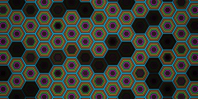 2:1 Univisium Neon Hexagon Pattern 60fps Screensaver Motion BG