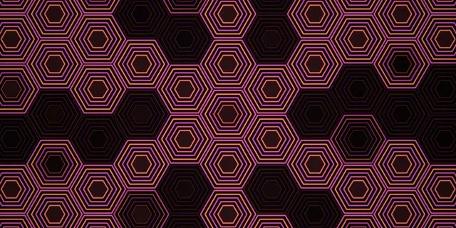 2:1 Univisium | Neon Hexagon Pattern 60fps Screensaver Motion Loop