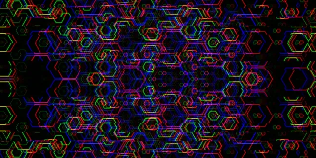 2:1 Univisium | Neon hexagon pattern 60fps screensaver motion VJ loop