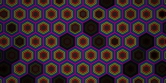 2:1 Univisium | Neon Hexagon Pattern 60fps Screensaver VJ Loop