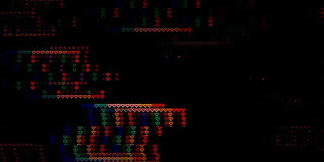 2:1 Univisium | Pixel hearts neon glow 60fps screensaver backdrop