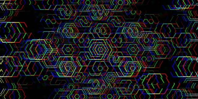 2:1 Univisium | Vibrant Neon Hexagon 60fps Motion Screensaver Loop