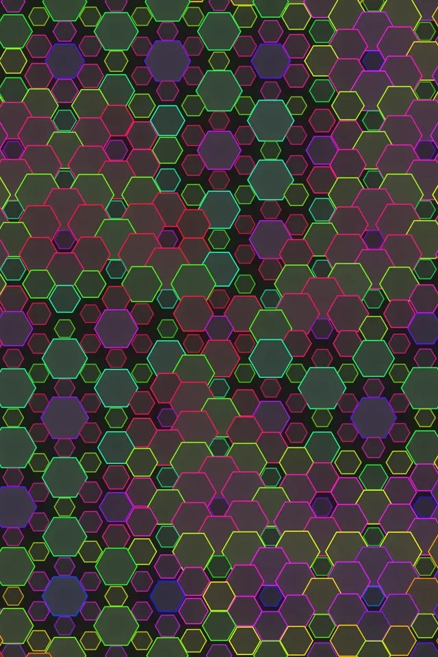 2:3 Photo Portrait | 60FPS Flowing Hexagon VJ - Magenta Gold Cyan Teal