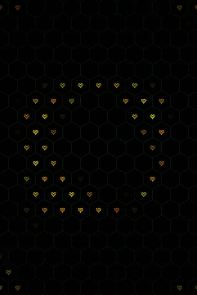 2:3 Photo Portrait | 60fps Screensaver - Gold Hearts Hexagon Dark | Live Wallpaper