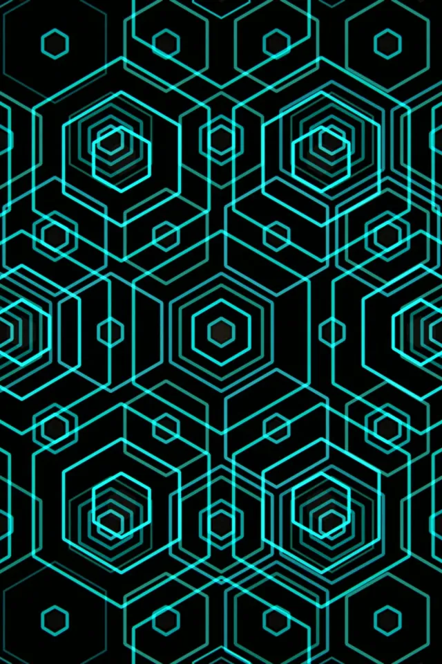 2:3 Photo Portrait | 60fps Screensaver - Hexagon Tech Neon Cyan Geometry VJ Motion Loop
