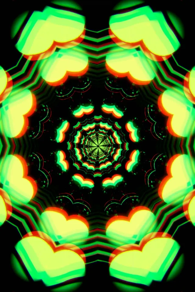 2:3 Photo Portrait 60fps Screensaver Neon Tunnel VJ Animation Circular Red Green Loop