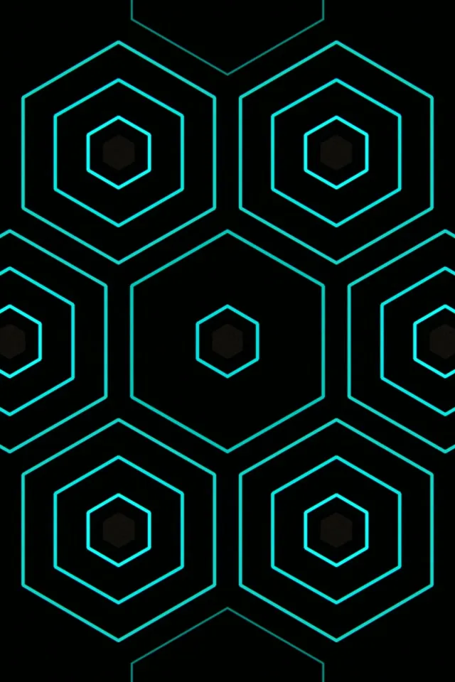 2:3 Photo Portrait | Cyan Hexagon Network 60fps Screensaver VJ Loop