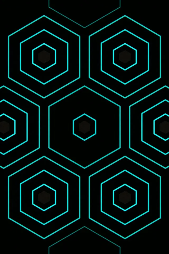 2:3 Photo Portrait | Cyan Neon Hexagon 60fps Screensaver Motion Wallpaper
