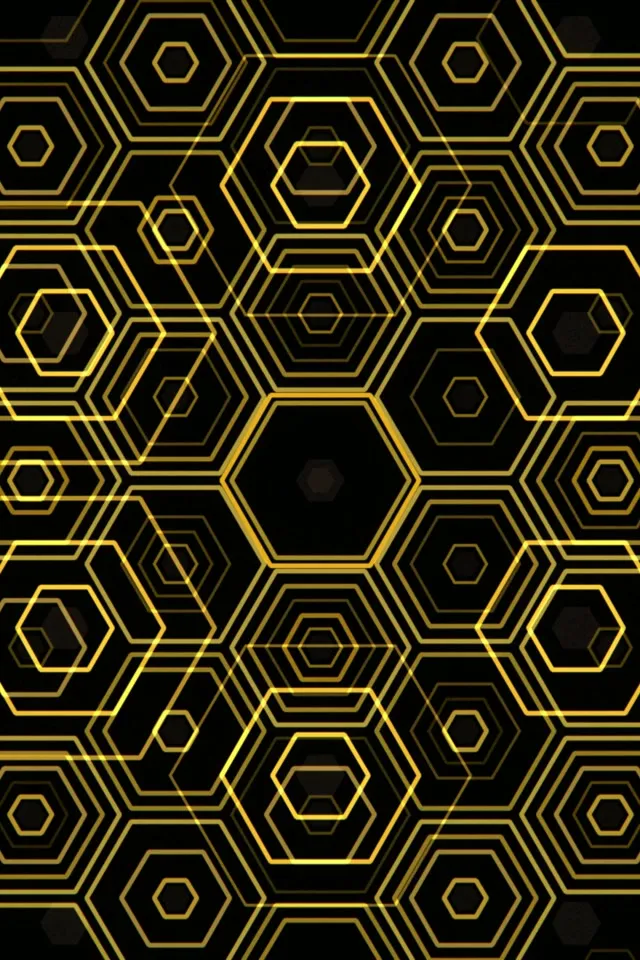 2:3 Photo Portrait | Elegant Gold Hexagon 60fps Screensaver VJ Loop