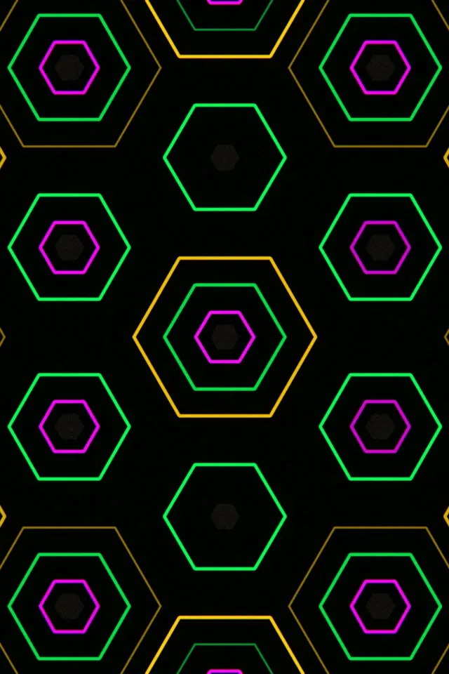 2:3 Photo Portrait | Geometric neon hexagon 60fps screensaver VJ loop