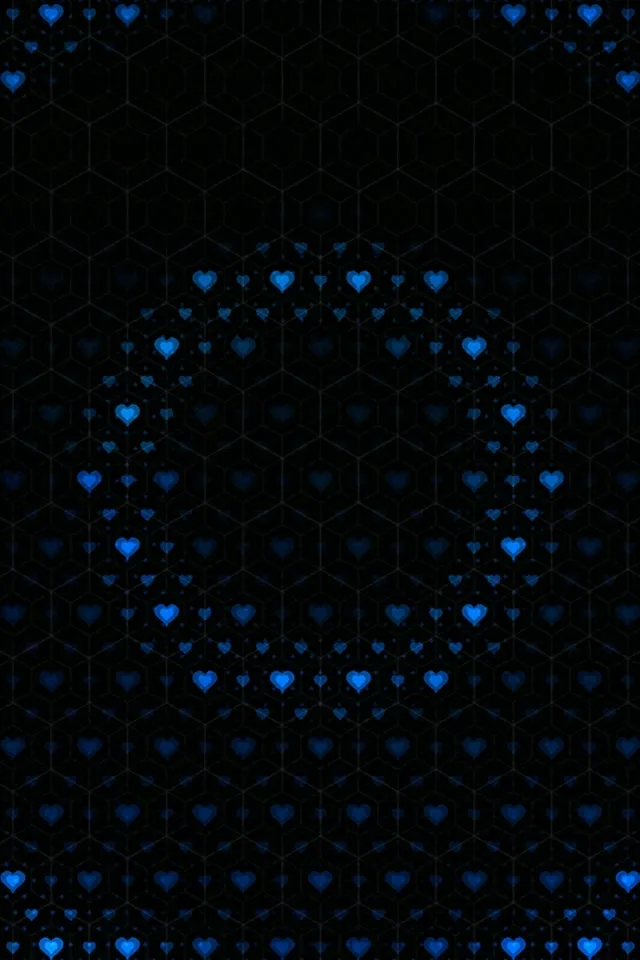 2:3 Photo Portrait | Glowing Blue Hearts Hex 60fps Motion Screensaver VJ Loop