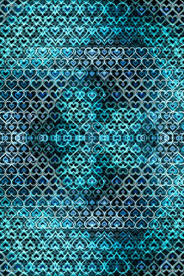2:3 Photo Portrait | Glowing Cyan Hearts 60fps Screensaver VJ