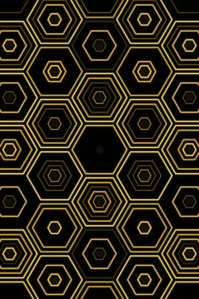 2:3 Photo Portrait | Hexagons Black Gold Geometric 60fps Screensaver VJ Motion Loop
