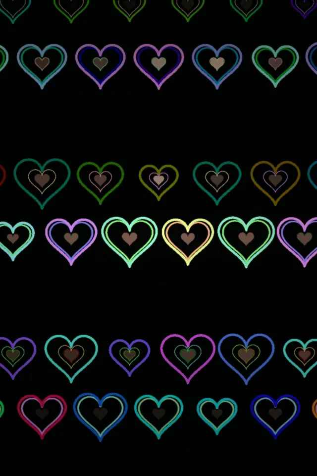 2:3 Photo Portrait | Neon Heart Pattern Rainbow 60fps Screensaver Loop