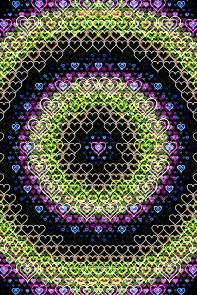 2:3 Photo Portrait | Neon Hearts 60fps Screensaver Motion VJ