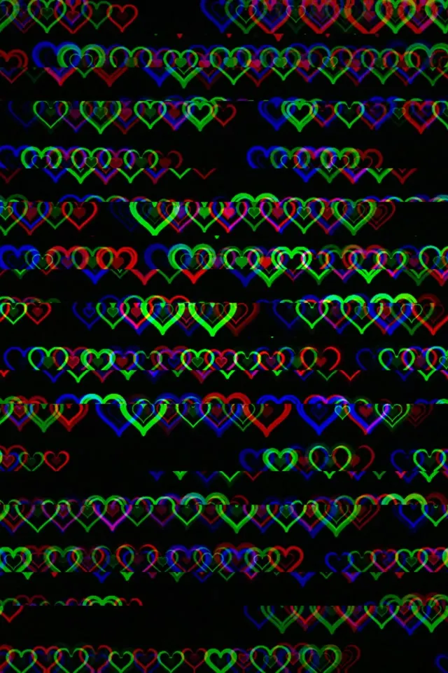 2:3 Photo Portrait | Neon Hearts Falling 60fps Motion Screensaver
