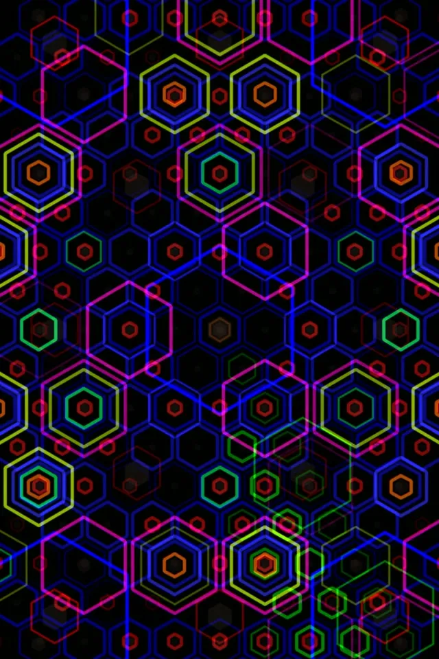 2:3 Photo Portrait | Neon Hexagon 60fps Motion Background Loop