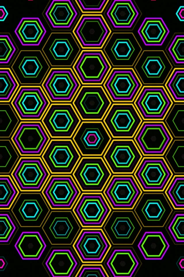 2:3 Photo Portrait | Neon hexagon 60fps screensaver VJ motion background