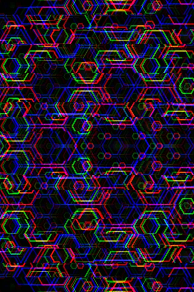 2:3 Photo Portrait | Neon hexagon 60fps screensaver VJ motion loop