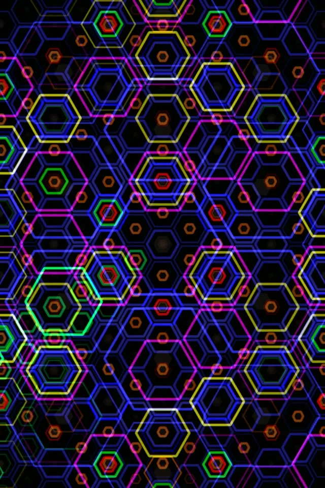 2:3 Photo Portrait | Neon hexagon network 60fps screensaver motion VJ