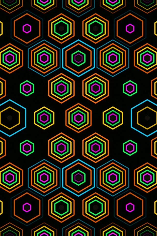 2:3 Photo Portrait | Neon hexagon pattern 60fps screensaver motion