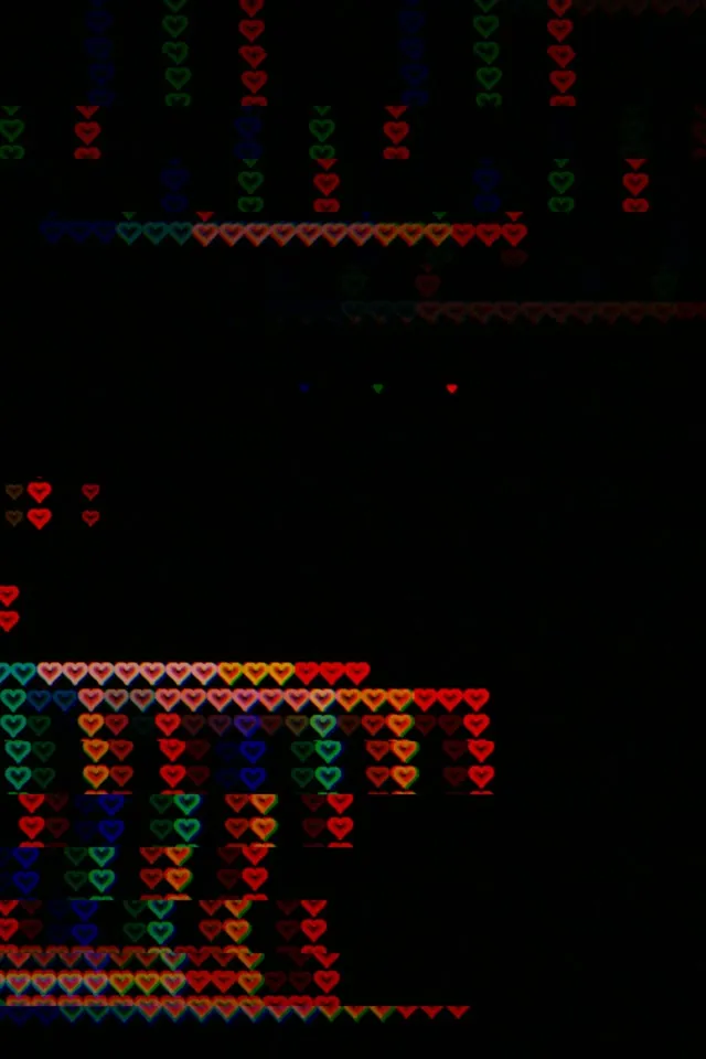 2:3 Photo Portrait | Pixel hearts neon glow 60fps screensaver loop