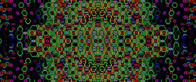 2.39:1 Cinemascope 60fps Neon Hexagon Geometric Broadcast Screensaver Motion VJ Loop