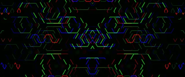 2.39:1 Cinemascope 60fps Neon Hexagon Geometric Motion Background Loop