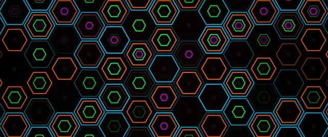 2.39:1 Cinemascope | 60fps Neon Hexagon Motion Screensaver VJ Loop