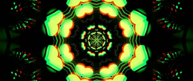 2.39:1 Cinemascope 60fps Screensaver Neon Tunnel VJ Loop Symmetrical Red Green Design