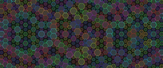 2.39:1 Cinemascope | 60fps Screensaver - Rippling Gold Cyan Hexagon Motion Background