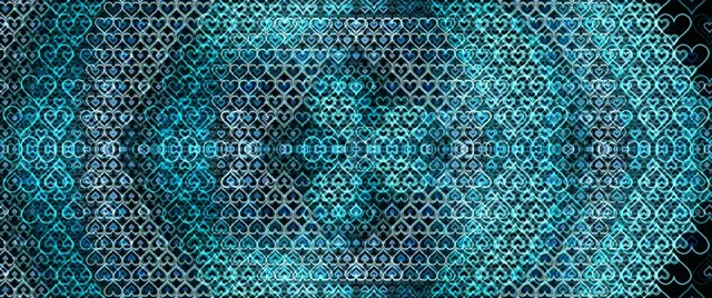 2.39:1 Cinemascope | Glowing Cyan Hearts 60fps Screensaver