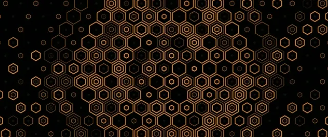 2.39:1 Cinemascope Golden Hexagon 60fps Screensaver Motion Background