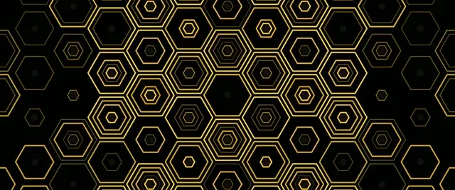 2.39:1 Cinemascope | Hexagons Black Gold 60fps Screensaver Motion VJ Background