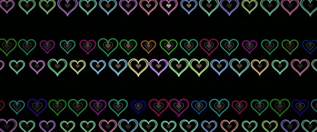 2.39:1 Cinemascope | Neon Hearts 60fps Motion Screensaver VJ Loop