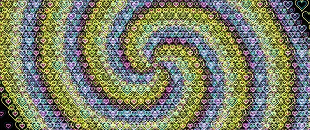 2.39:1 Cinemascope | Neon Hearts 60fps Motion Screensaver VJ Loop