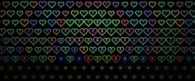 2.39:1 Cinemascope | Neon Hearts 60fps Screensaver VJ Loop