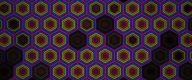 2.39:1 Cinemascope | Neon Hexagon 60fps Motion Screensaver Loop
