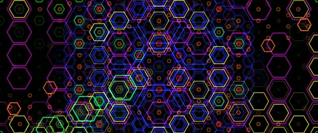 2.39:1 Cinemascope | Neon hexagon 60fps screensaver cinema VJ loop