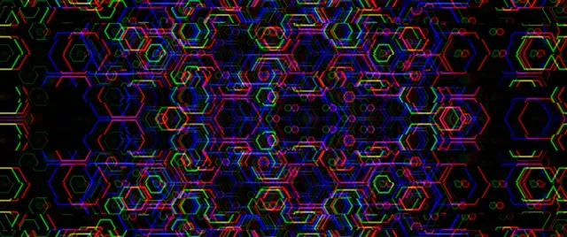 2.39:1 Cinemascope | Neon hexagon 60fps screensaver motion background VJ