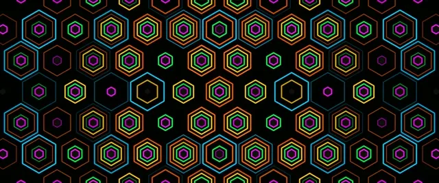 2.39:1 Cinemascope | Neon hexagon 60fps screensaver VJ loop