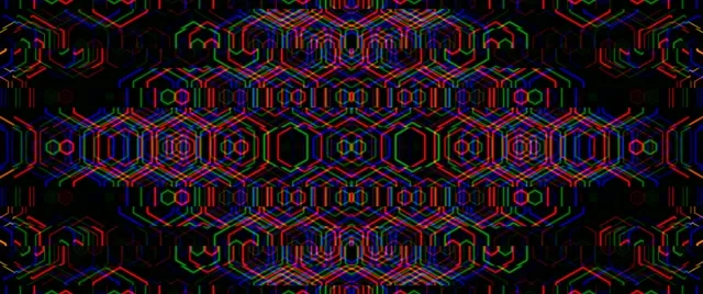 2.39:1 Cinemascope | Neon hexagon grid 60fps screensaver motion