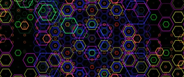 2.39:1 Cinemascope | Neon hexagon mesh 60fps screensaver VJ loop