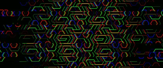 2.39:1 Cinemascope | Neon hexagon tech 60fps screensaver VJ motion loop