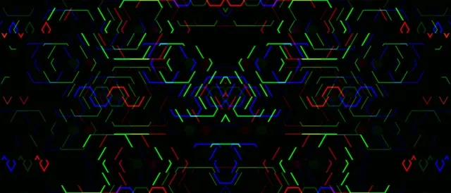 21:9 Ultrawide 60fps Neon Hexagon Geometric Motion Background VJ Loop