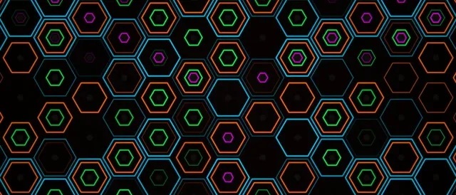 21:9 Ultrawide | 60fps Neon Hexagon Motion Background Screensaver VJ Loop